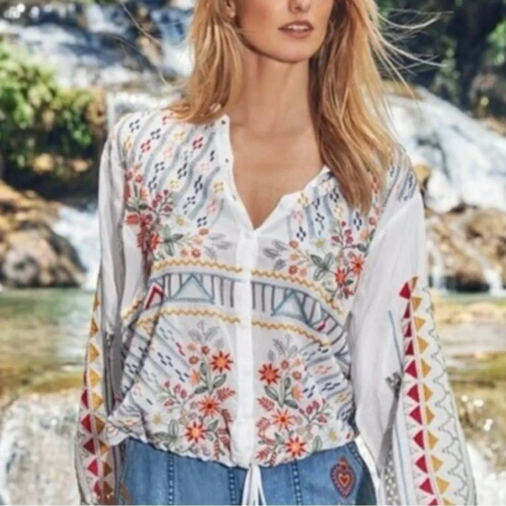JOHNNY WAS EZRA HEAVILY EMBROIDERED BLOUSE TUNIC NWT - Picture 10 of 13